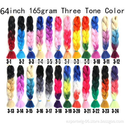 Wholesale Jumbo Ombre Braiding Hair Extensions For Box Braids African Yaki Hair Attachment 64inches 165g Synthetic Fiber Braid